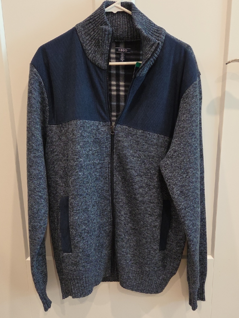 Izod Men’s Navy Heather Full-Zip Knit Sweater